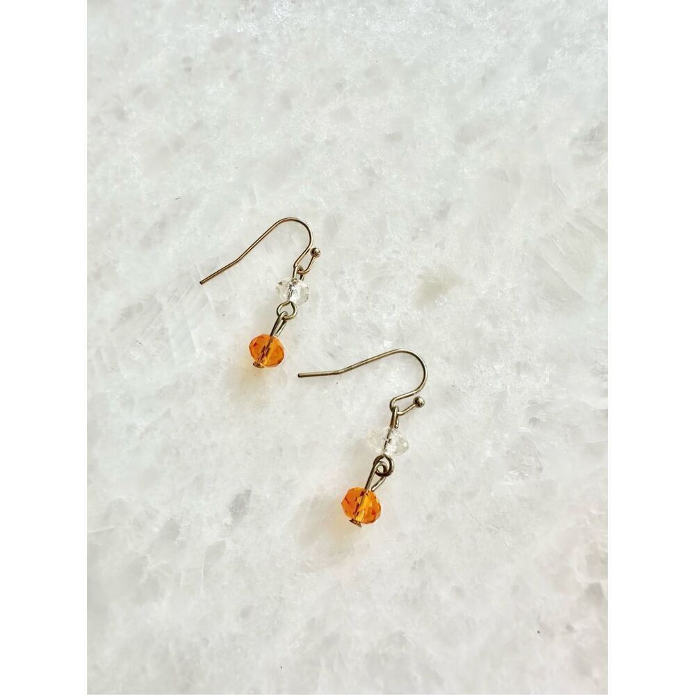 Petite orange dangle beaded earrings 